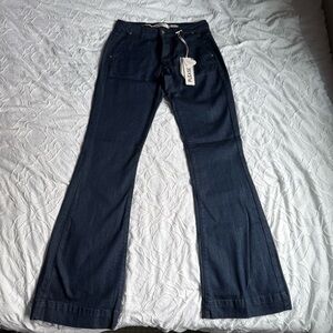 Please Blue Flare Leg Jeans Dark Denim High Rise